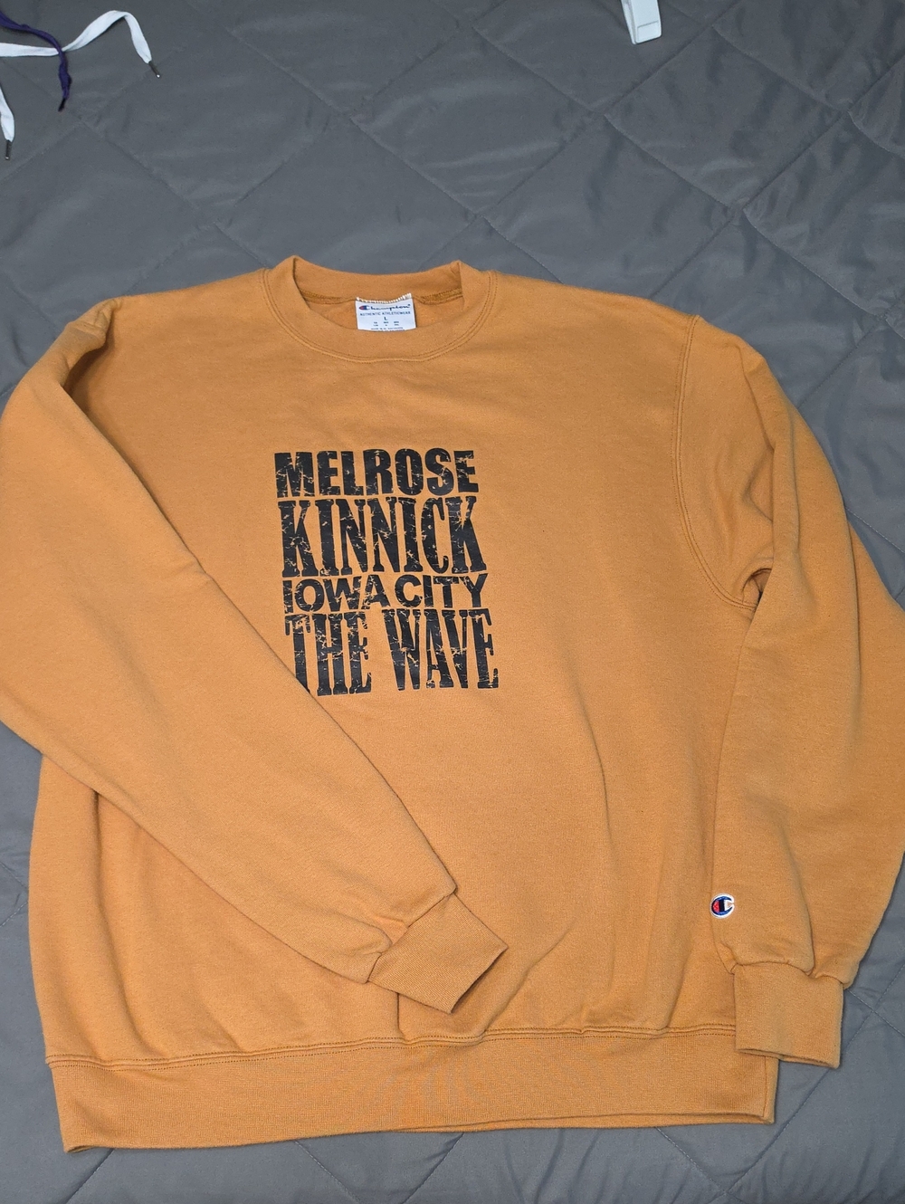 Champion Crewneck Sweatshirt in Mustard with Black Print